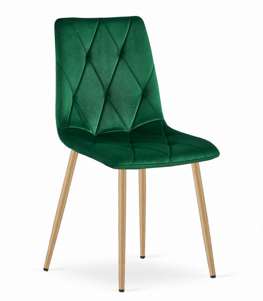 Krzesło LIRA - ciemna zieleń aksamit / nogi kolor drewna x 4