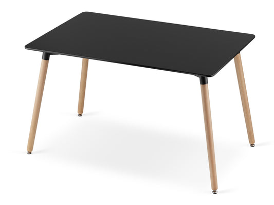 Zestaw Stół 120cm x 80cm - czarny + 4 krzesła czarne / nogi czarne