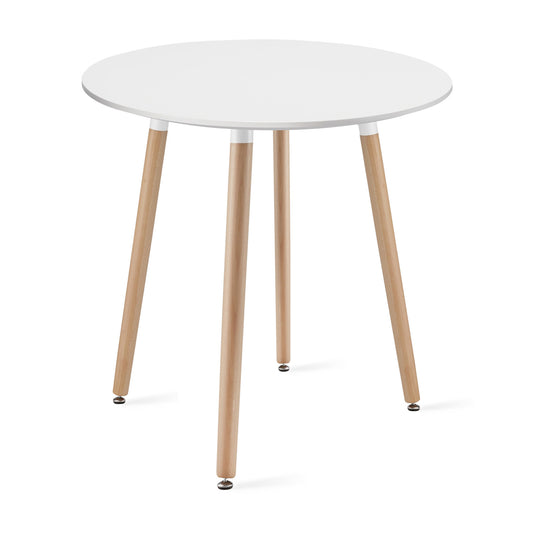 Zestaw Stół Okrągły 60cm - biały / naturalne nogi + 2 krzesła szare / nogi naturalne