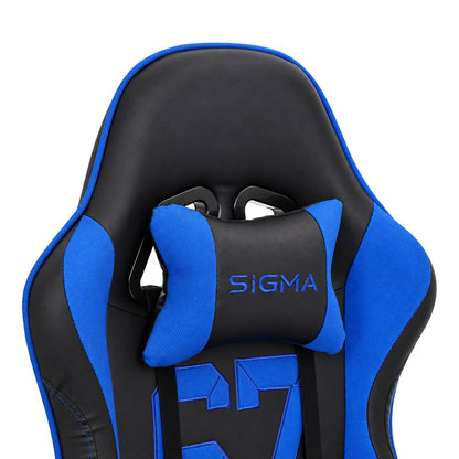 Fotel gamingowy SIGMA 67 Blue z podnóżkiem, regulowanym oparciem i oddychającą tapicerką