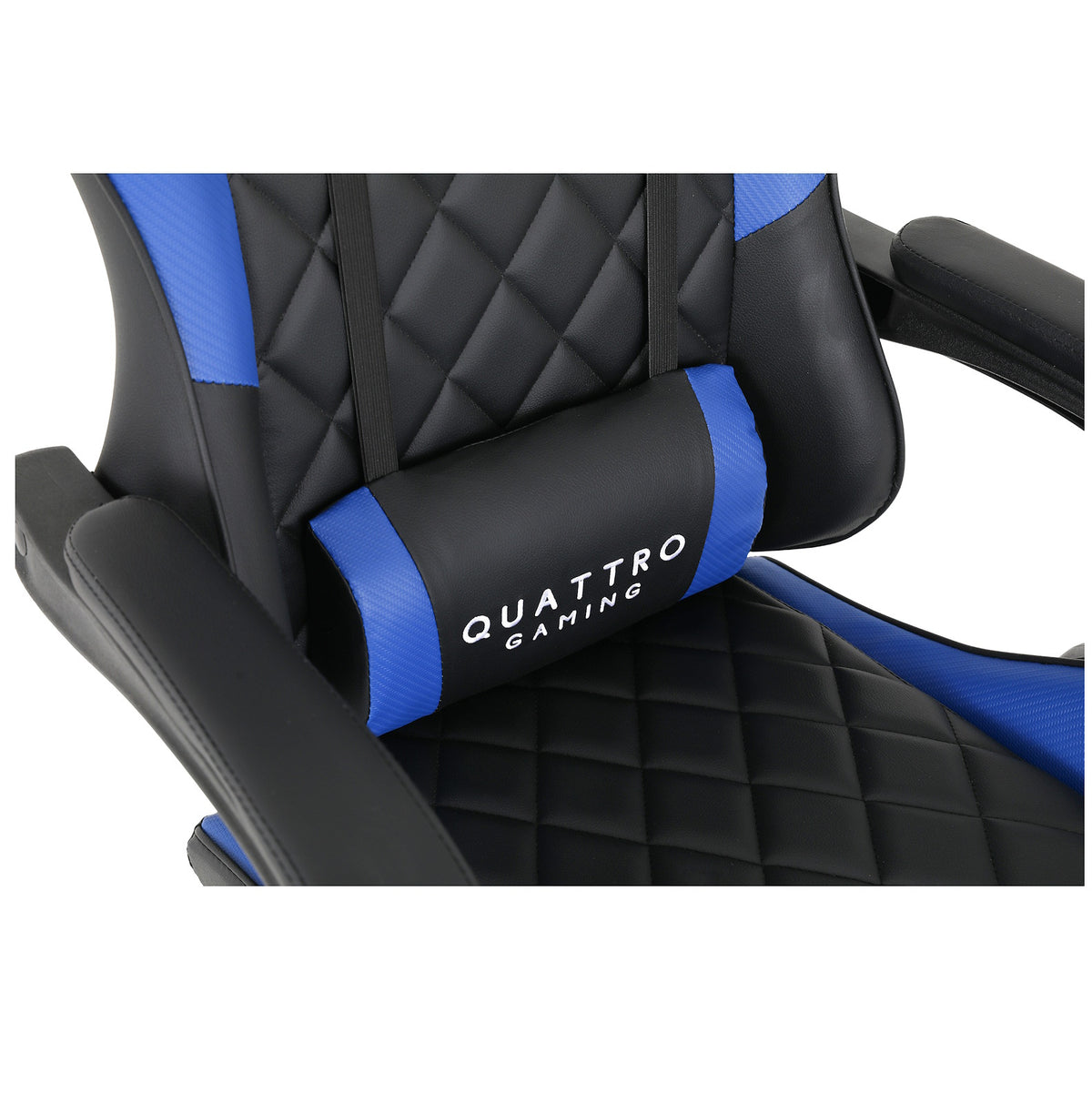 Fotel Gamingowy Carbon Blue z Wysuwanym Podnóżkiem i Pikowanym Obiciem
