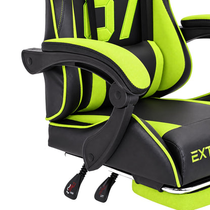 Fotel gamingowy SIGMA 67 Neon Green z podnóżkiem, regulowanym oparciem i oddychającą tapicerką