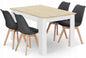 Zestaw stół prostokątny 120x80cm dąb sonoma + 4 krzesła czarne