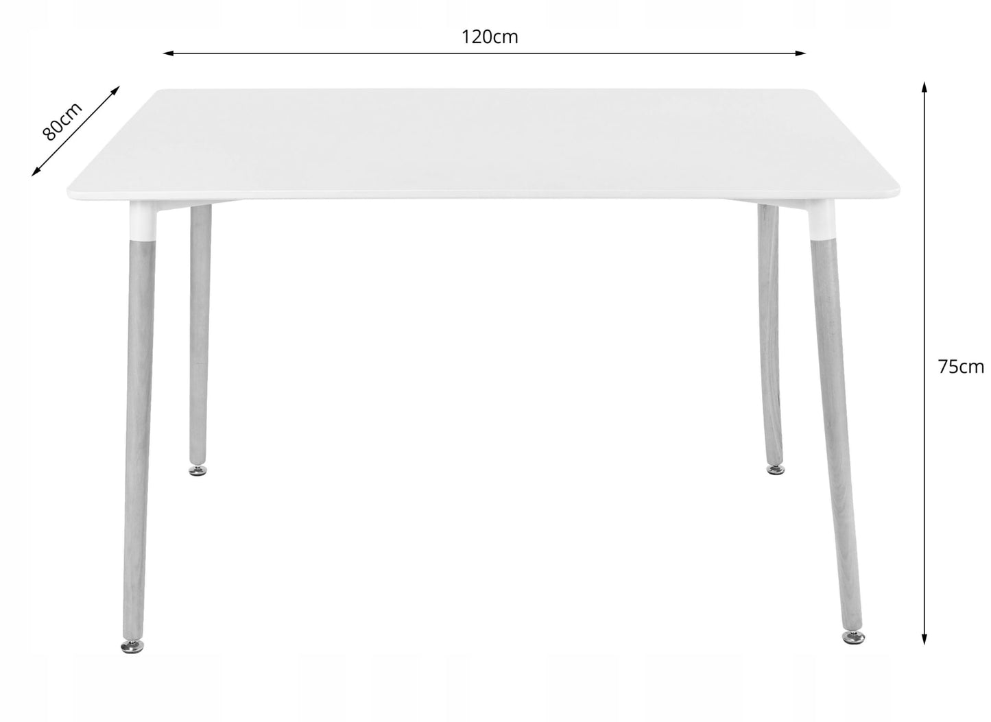 Zestaw stół prostokątny 120x80cm czarny + 4 krzesła czarne