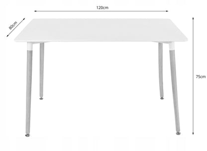 Zestaw stół prostokątny 120x80cm czarny + 4 krzesła czarne