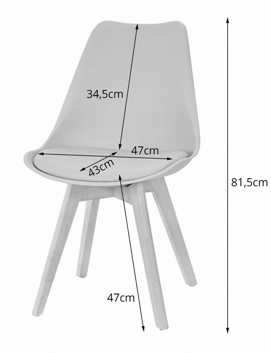 Zestaw stół okrągły 80cm biały + 4 krzesła szare