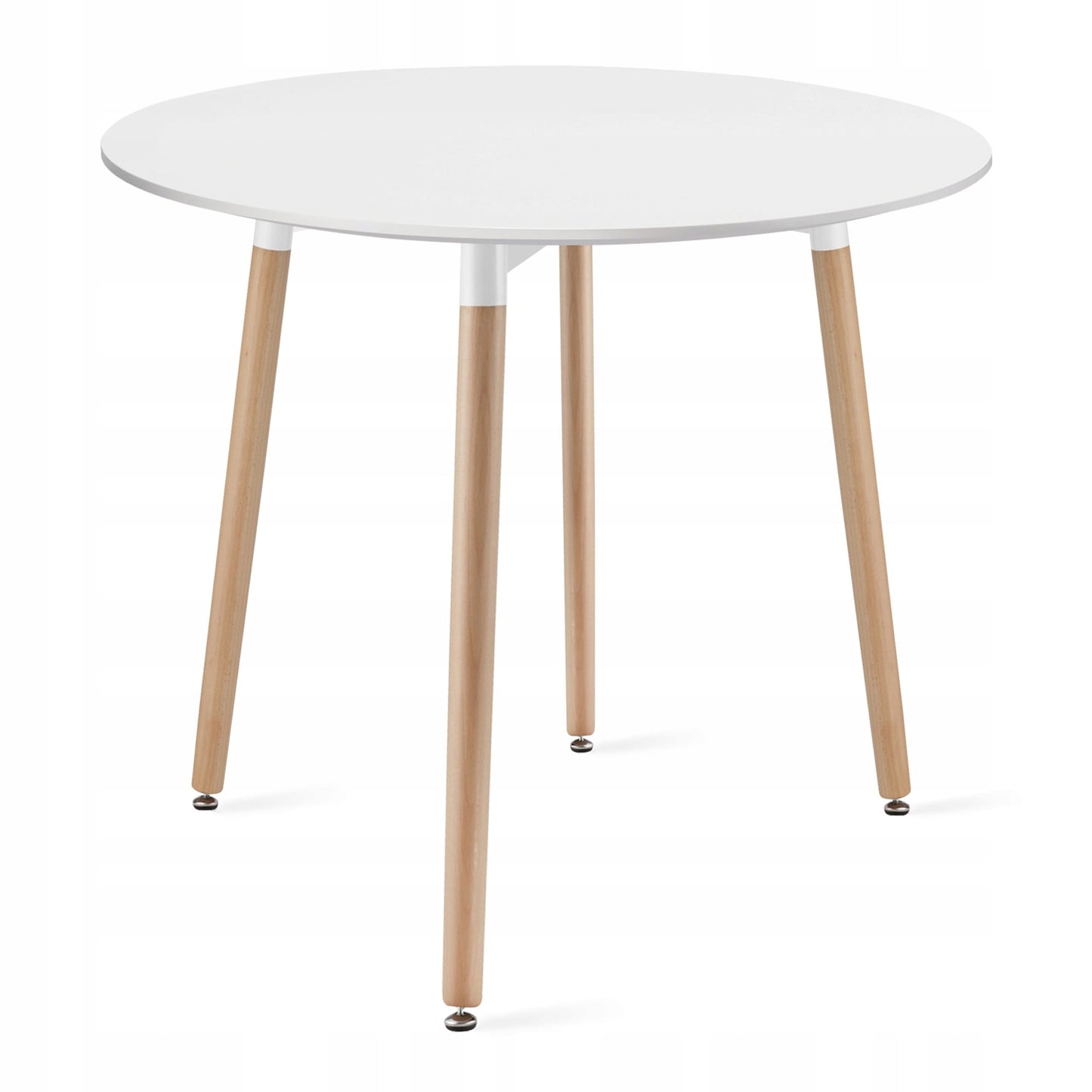Zestaw stół okrągły 80cm biały + 4 krzesła czarne