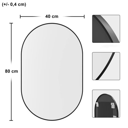 Lustro owalne 80x40 cm czarna rama