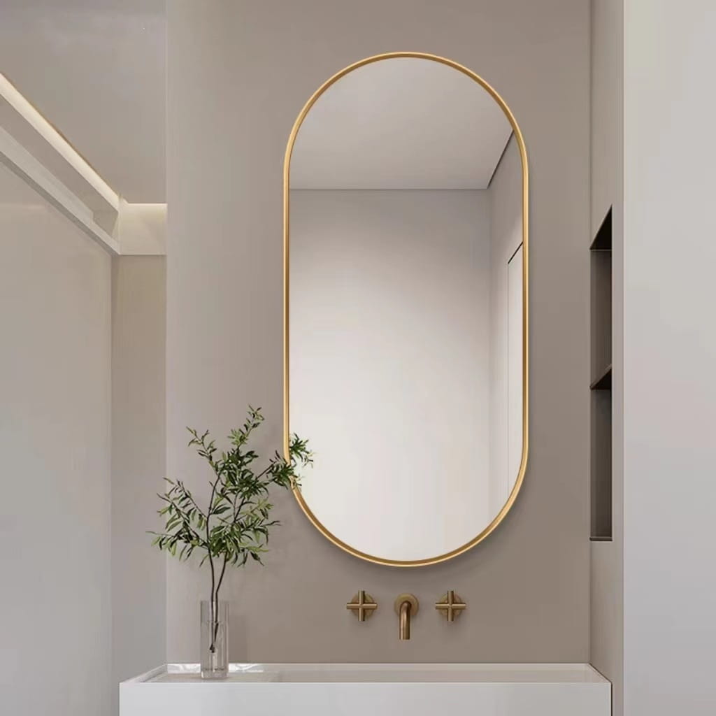 Lustro owalne 80x40 cm złota rama