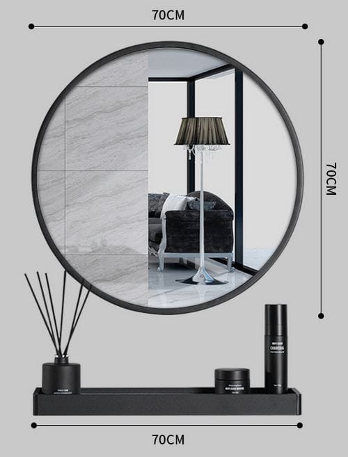 Lustro z półką 70 cm czarne