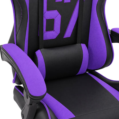 Fotel gamingowy SIGMA 67 Purple z podnóżkiem, regulowanym oparciem i oddychającą tapicerką