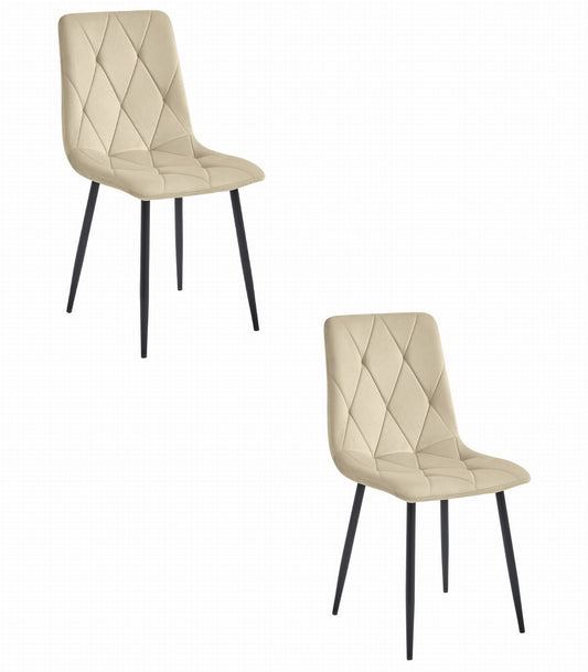 Krzesło LIRA - jasny beż aksamit / nogi czarne x 2