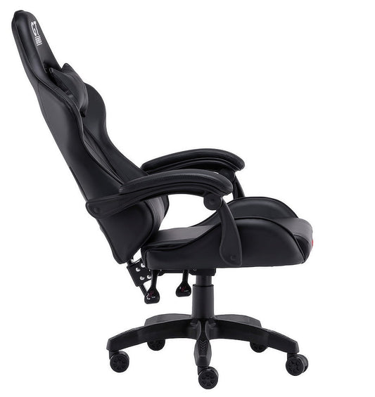 Fotel gamingowy dla gracza, ekoskóra, czarny