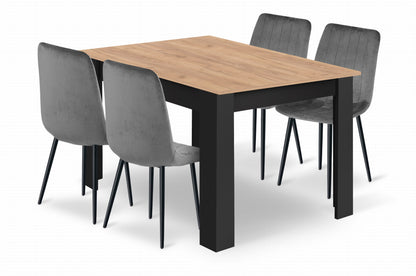 Zestaw stół 120x80cm Craft Czarny + 4 krzesła szare
