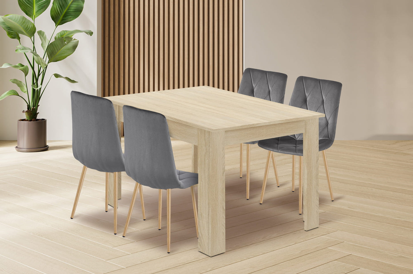 Zestaw stół 120x80cm Dąb Sonoma + 4 krzesła szare
