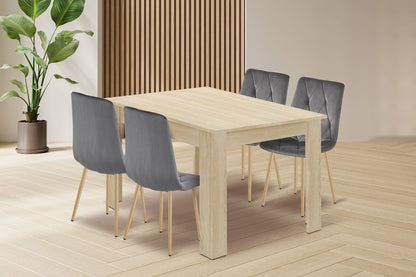 Zestaw stół 120x80cm Dąb Sonoma + 4 krzesła szare
