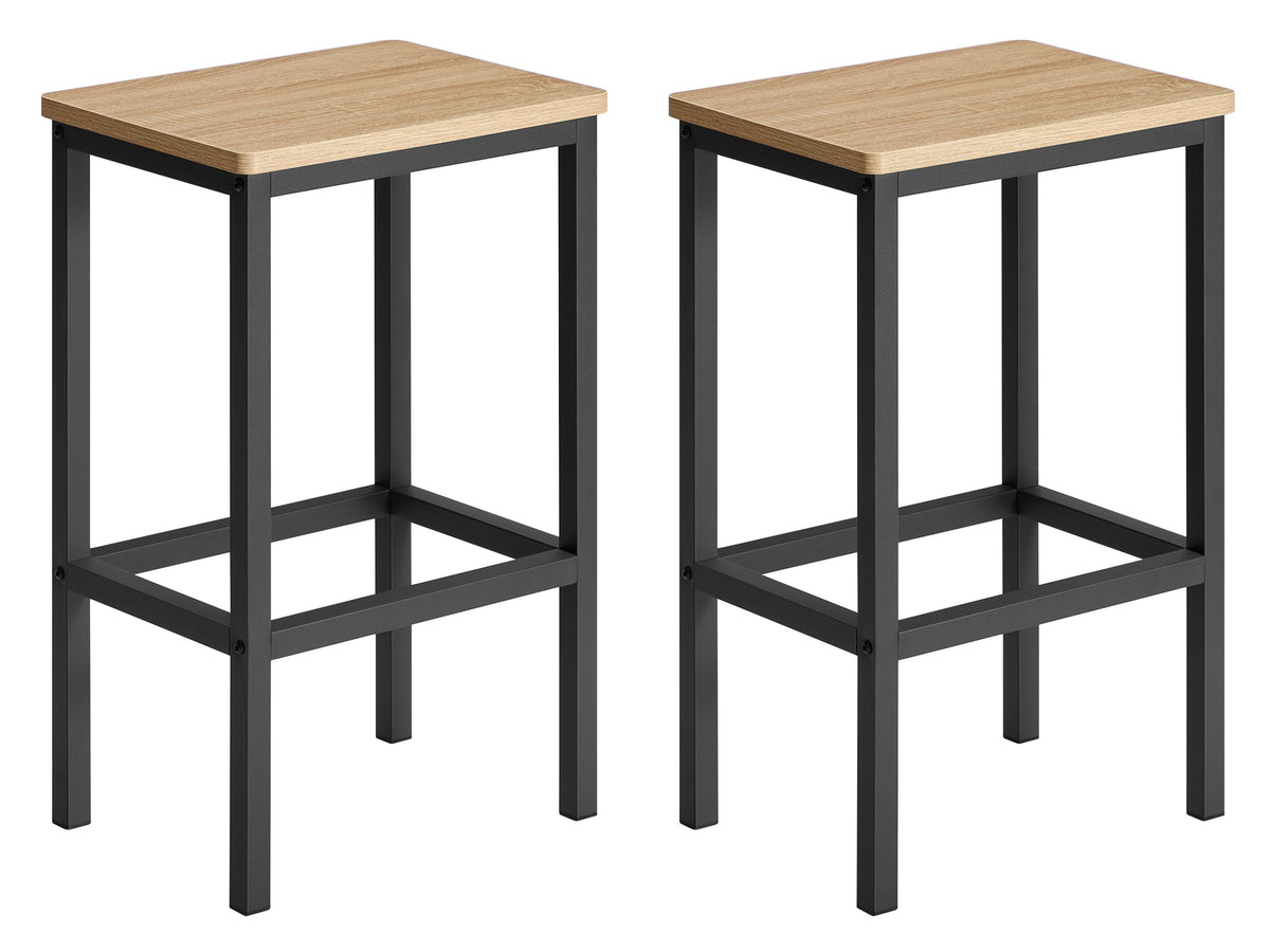 Taborety barowe 65cm, zestaw 2szt - dąb sonoma / czarne nogi