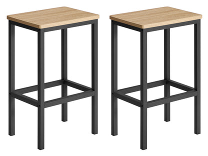 Taborety barowe 65cm, zestaw 2szt - dąb sonoma / czarne nogi