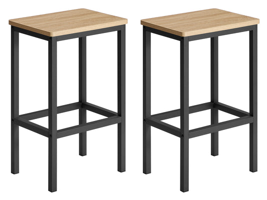 Taborety barowe 65cm, zestaw 2szt - dąb sonoma / czarne nogi