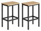 Taborety barowe 65cm, zestaw 2szt - dąb sonoma / czarne nogi
