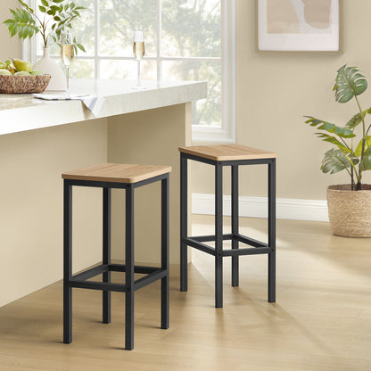 Taborety barowe 65cm, zestaw 2szt - dąb sonoma / czarne nogi