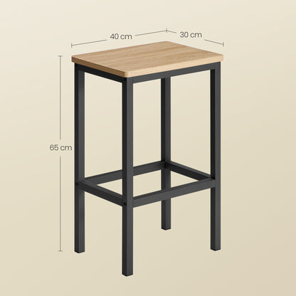 Taborety barowe 65cm, zestaw 2szt - dąb sonoma / czarne nogi