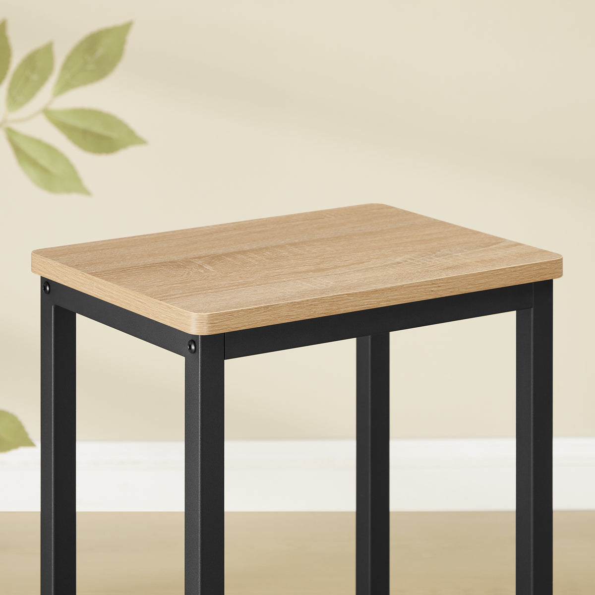 Taborety barowe 65cm, zestaw 2szt - dąb sonoma / czarne nogi