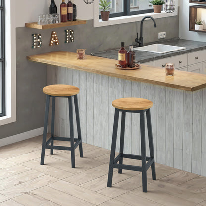 Taboret barowy 65cm - dąb / nogi czarne