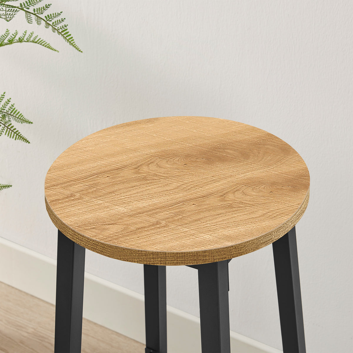 Taboret barowy 65cm - dąb / nogi czarne