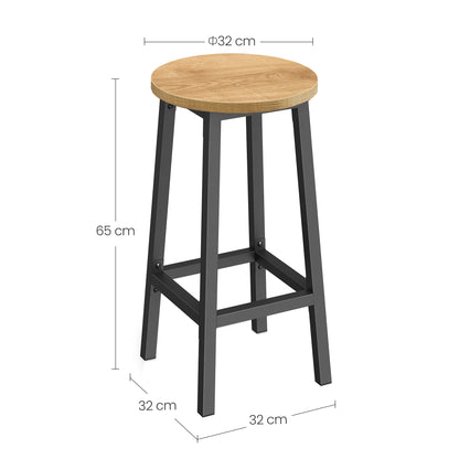 Taboret barowy 65cm - dąb / nogi czarne