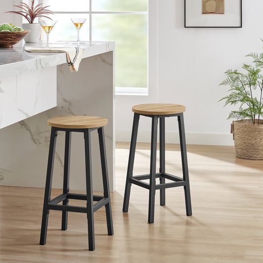 Taboret barowy 65cm - dąb sonoma / nogi czarne