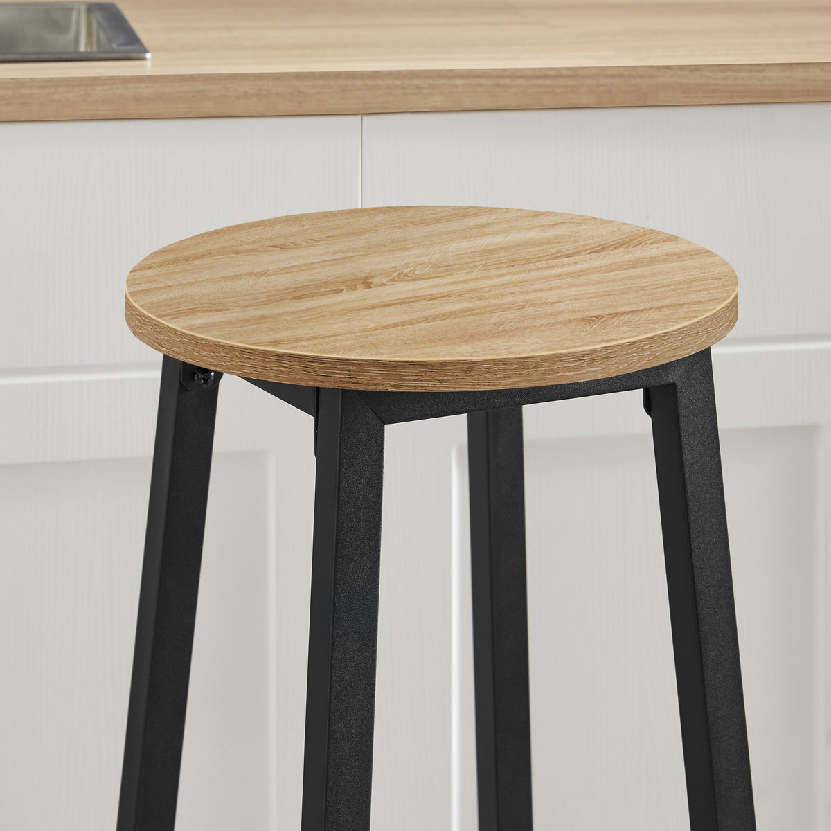 Taboret barowy 65cm - dąb sonoma / nogi czarne