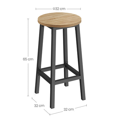 Taboret barowy 65cm - dąb sonoma / nogi czarne
