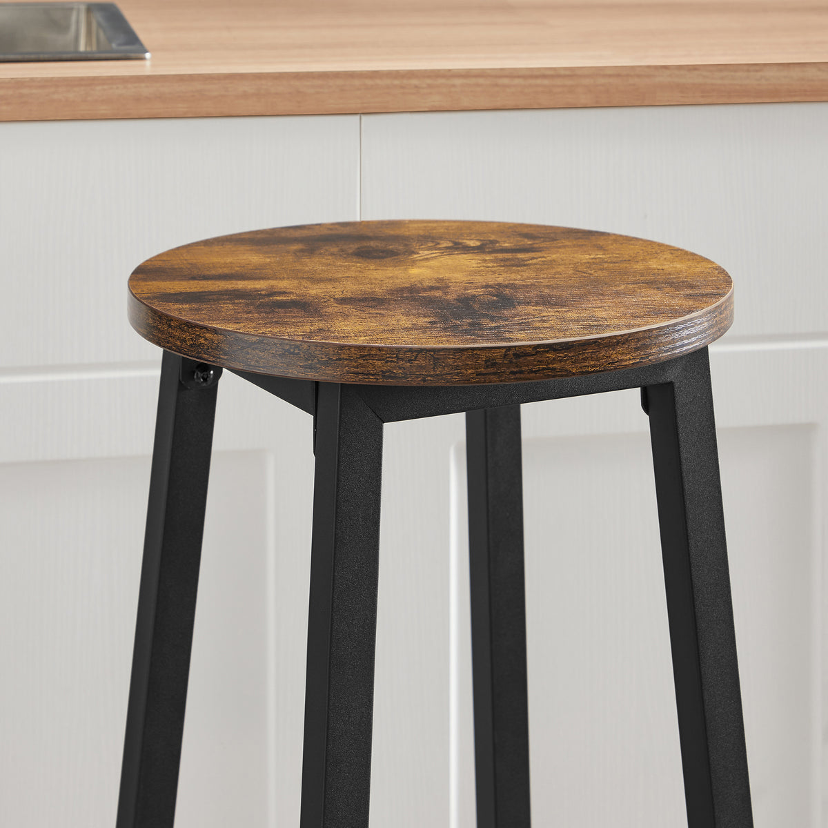 Taboret barowy 65cm - rustykalny / nogi czarne