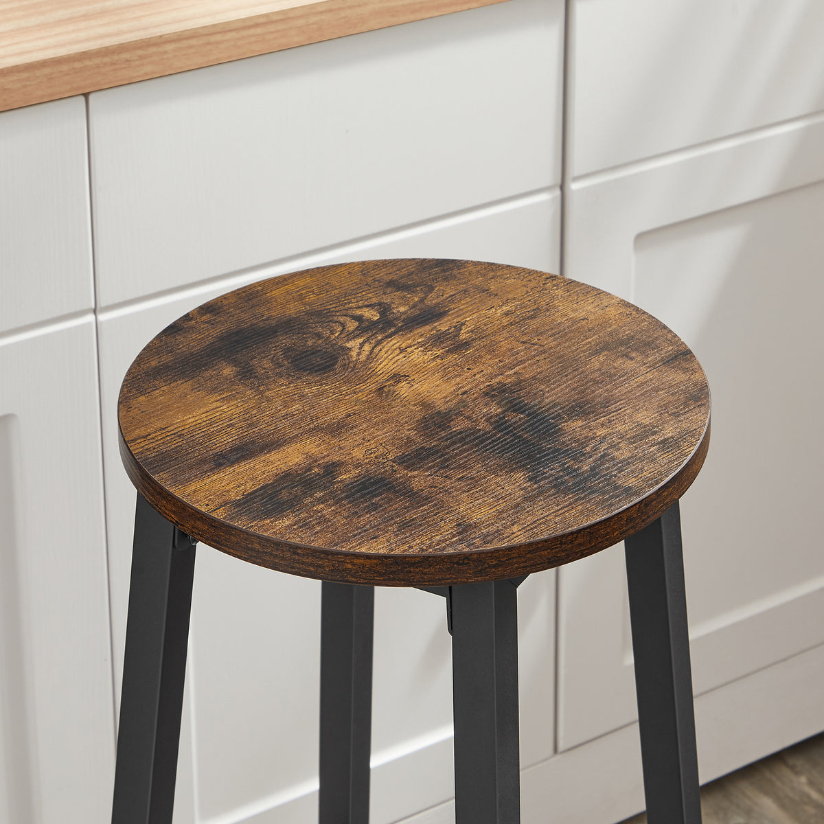 Taboret barowy 65cm - rustykalny / nogi czarne