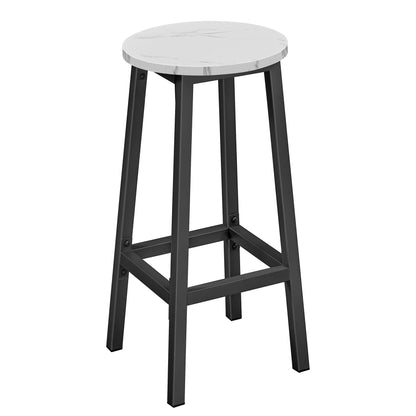 Taboret barowy 65cm - biały marmur / nogi czarne