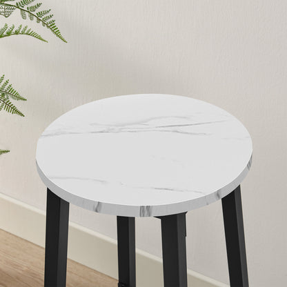 Taboret barowy 65cm - biały marmur / nogi czarne