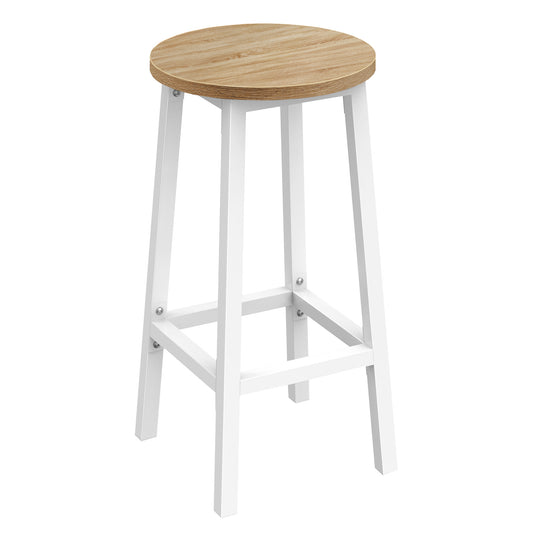 Taboret barowy 65cm - dąb sonoma / nogi białe