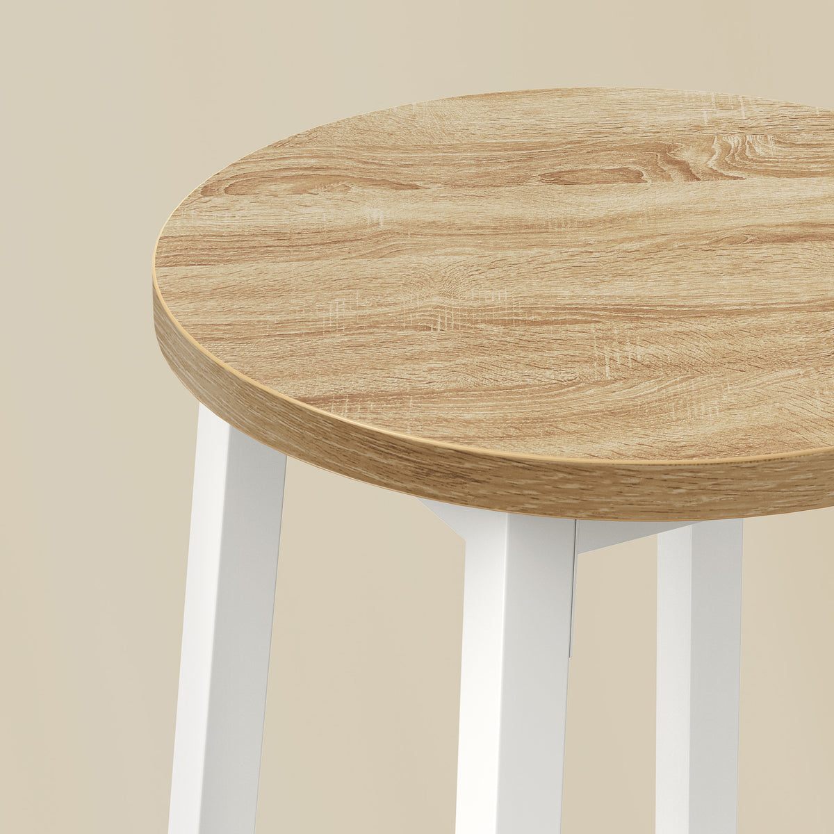 Taboret barowy 65cm - dąb sonoma / nogi białe