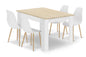 Zestaw Stół 120x80cm Dąb Sonoma + Biały + 4 krzesła białe / nogi naturalne