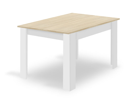 Zestaw Stół 120x80cm Dąb Sonoma + Biały + 4 krzesła białe / nogi naturalne