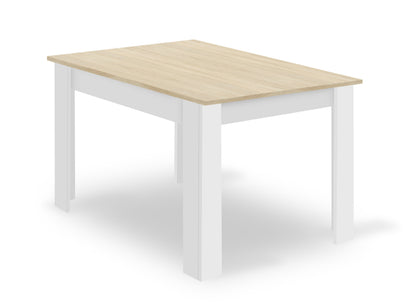 Zestaw Stół 120x80cm Dąb Sonoma + Biały + 4 krzesła białe / nogi naturalne