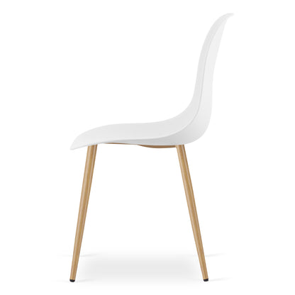 Zestaw Stół 120x80cm Dąb Sonoma + Biały + 4 krzesła białe / nogi naturalne