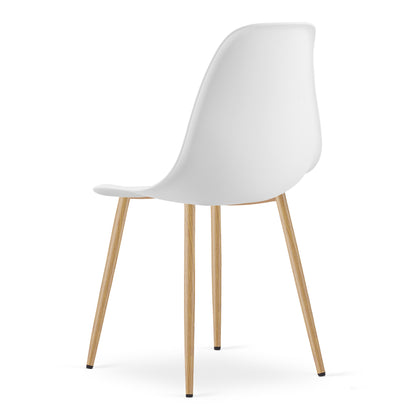 Zestaw Stół 120x80cm Dąb Sonoma + Biały + 4 krzesła białe / nogi naturalne