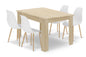 Zestaw Stół 120x80cm Dąb Sonoma + 4 krzesła białe / nogi naturalne