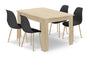 Zestaw Stół 120x80cm Dąb Sonoma + 4 krzesła czarne / nogi naturalne