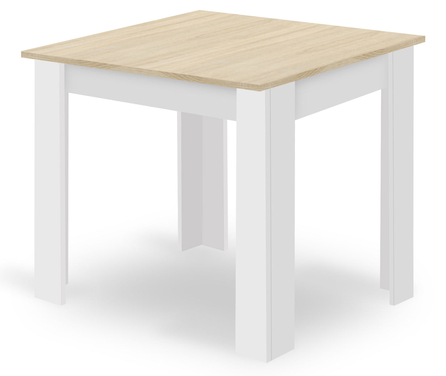 Zestaw Stół 80x80cm Dąb Sonoma + Biały + 4 krzesła szare / nogi naturalne