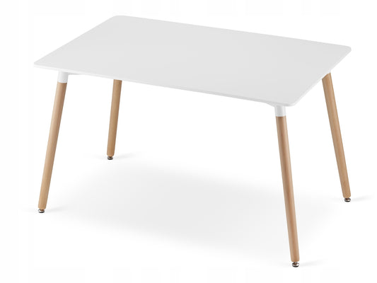 Zestaw Stół 120cm x 80cm - biały + 4 krzesła białe / nogi naturalne