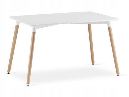 Zestaw Stół 120cm x 80cm - biały + 4 krzesła białe / nogi naturalne