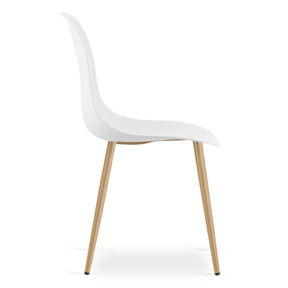 Zestaw Stół 120cm x 80cm - biały + 4 krzesła białe / nogi naturalne